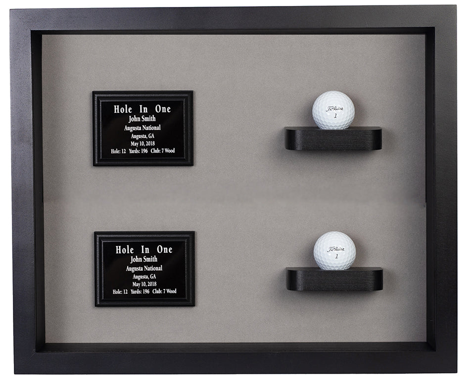 2 Holes in One Shadowbox Display-Cherry -- Black/Gray