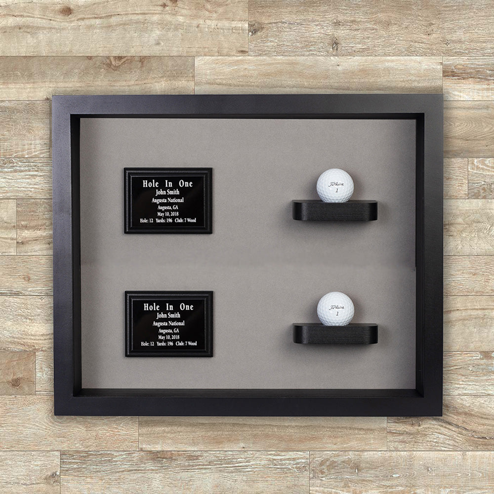 2 Holes in One Shadowbox Display-Cherry -- Black/Gray