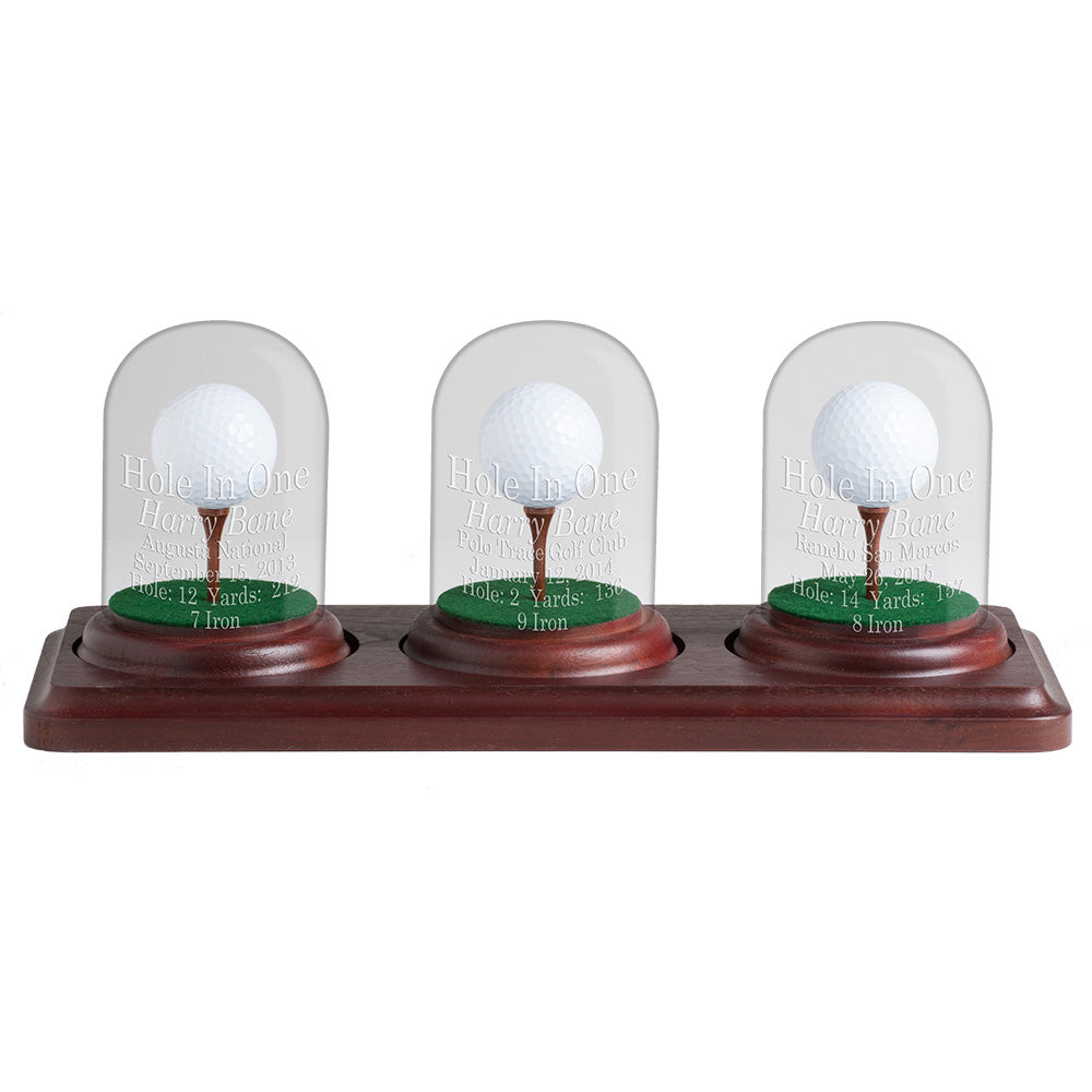 3 Holes in One Glass Dome Display