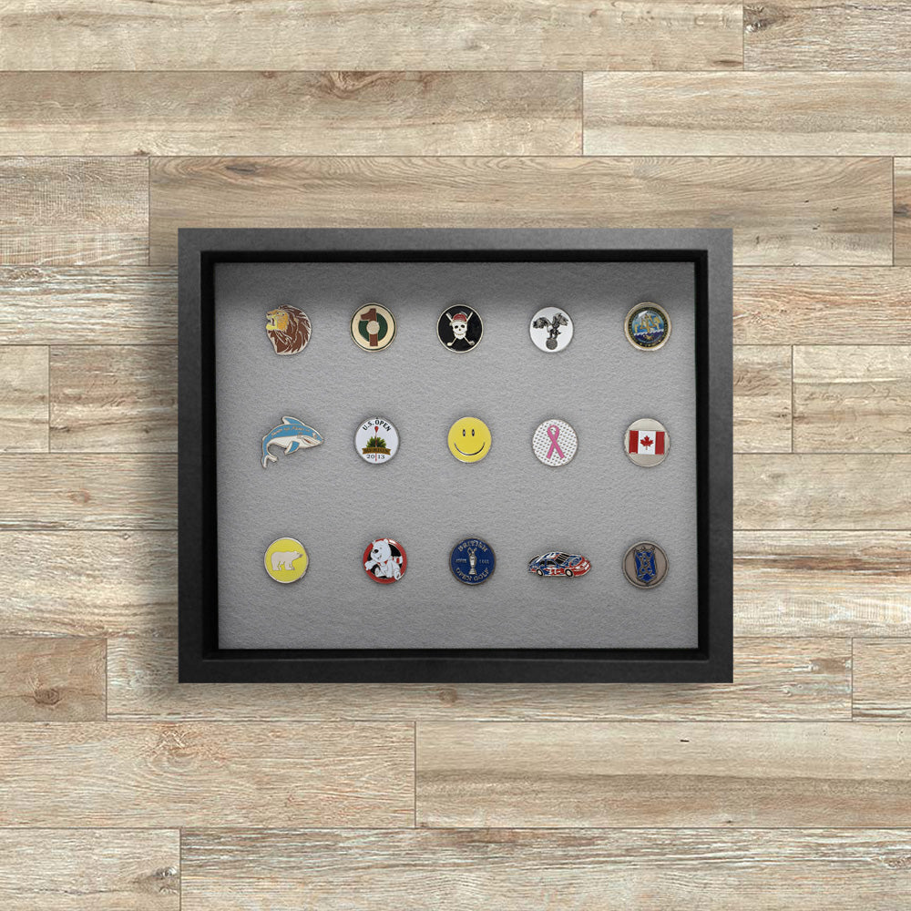 Shadow Box Ball Marker Display -- Black/Gray