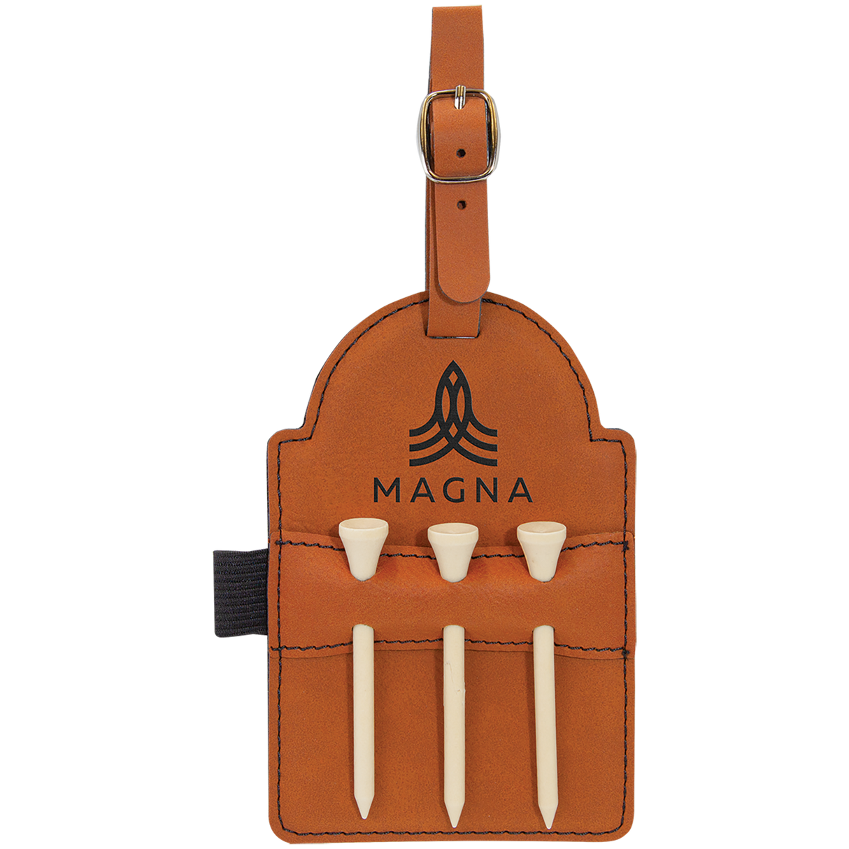 Custom Leatherette Bag Tag w/Wooden Tees