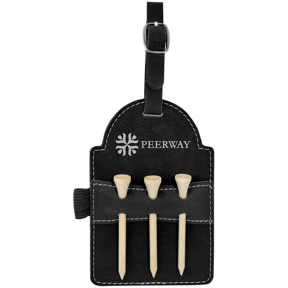 Custom Leatherette Bag Tag w/Wooden Tees