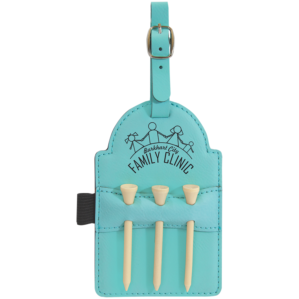 Custom Leatherette Bag Tag w/Wooden Tees