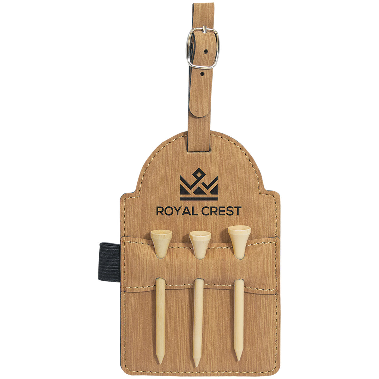 Custom Leatherette Bag Tag w/Wooden Tees