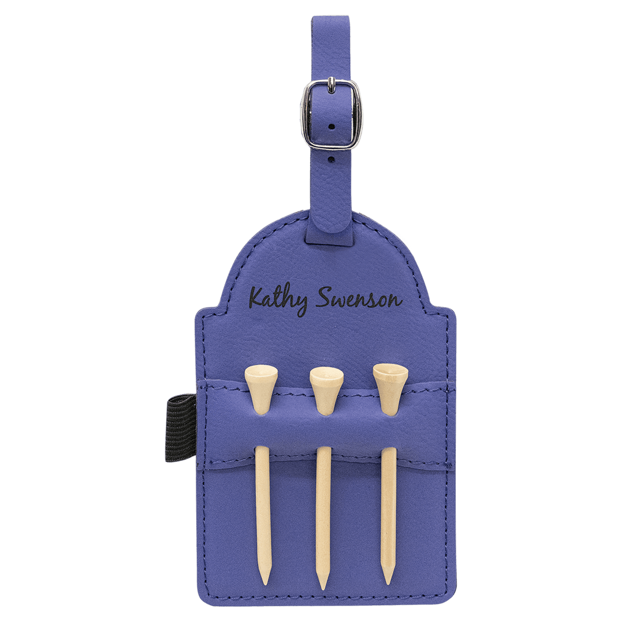 Custom Leatherette Bag Tag w/Wooden Tees