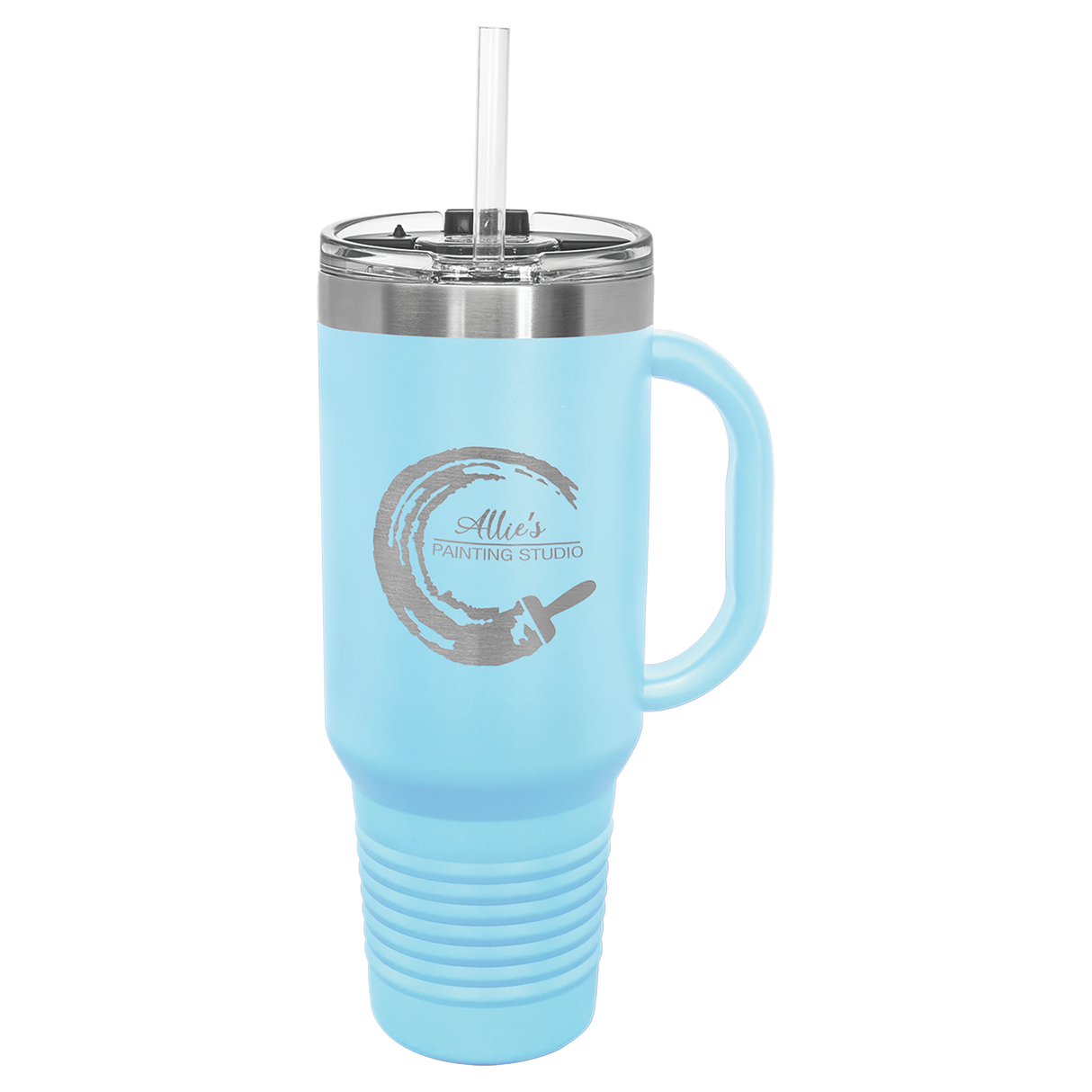 Custom Stainless Steel 40oz Colored Travel Mug w/Straw