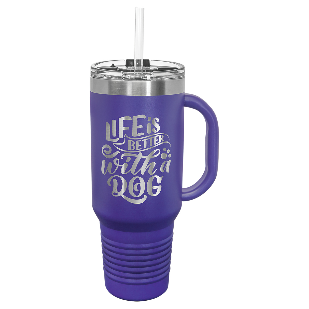 Custom Stainless Steel 40oz Colored Travel Mug w/Straw