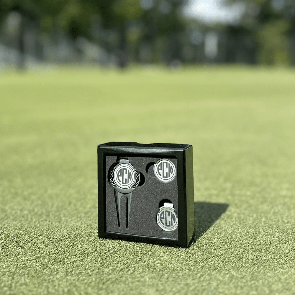 Deluxe Personalized Divot Tool / Hat Clip Golf Ball Marker Set