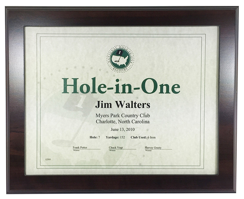 Cherry Hole-In-One Certificate Frame
