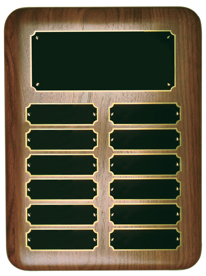 Elliptical Edge Genuine Walnut Perpetual Plaque