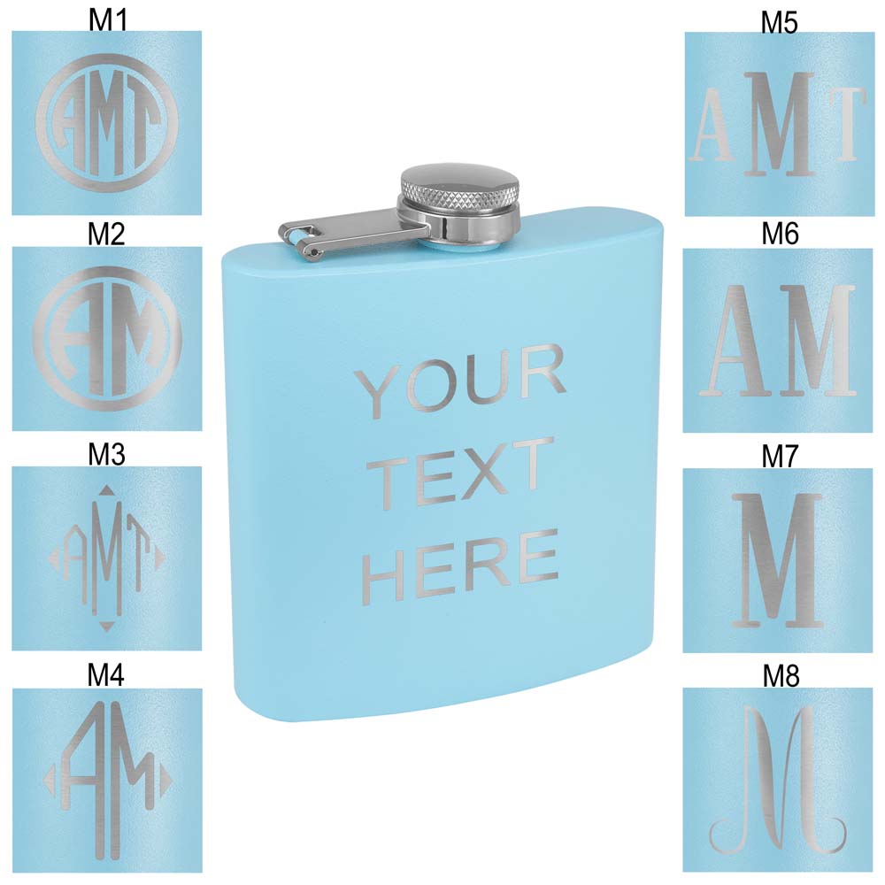 Personalized Stainless Steel 6oz Colored Flask