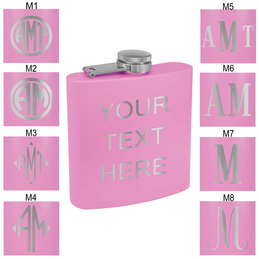 Personalized Stainless Steel 6oz Colored Flask