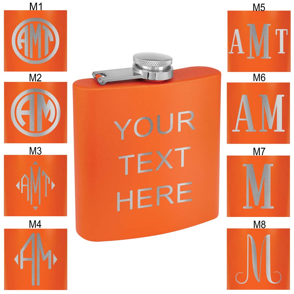 Personalized Stainless Steel 6oz Colored Flask