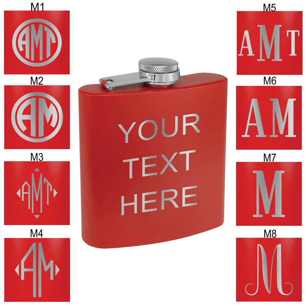 Personalized Stainless Steel 6oz Colored Flask