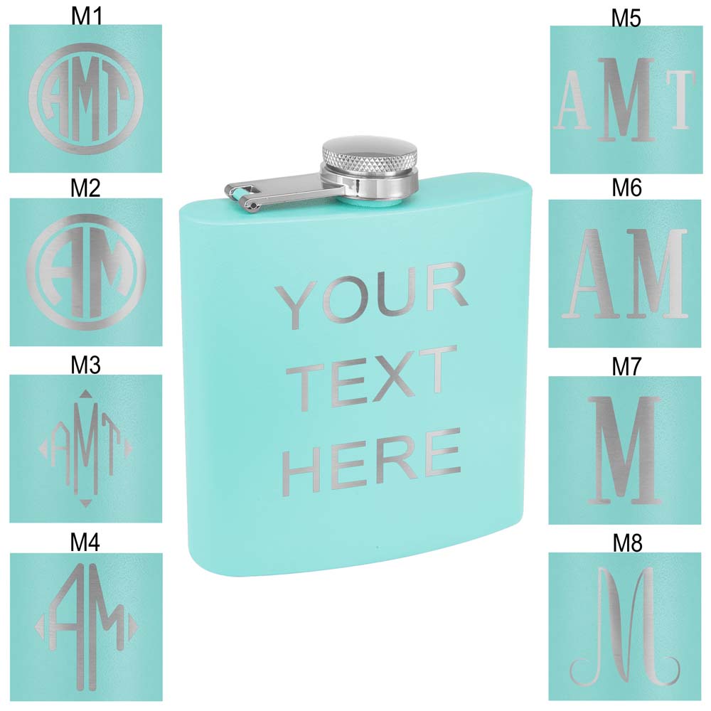Personalized Stainless Steel 6oz Colored Flask
