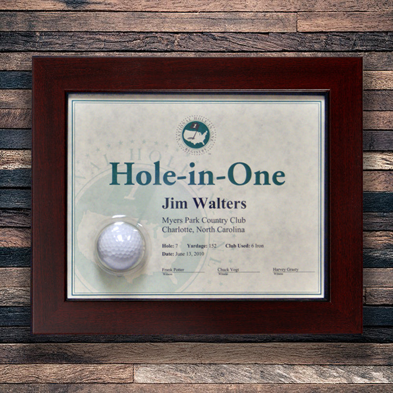 Framed Hole-In-One Certificate & Ball