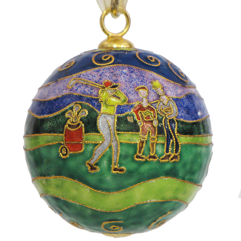 Golf Scene Cloisonne Ornament