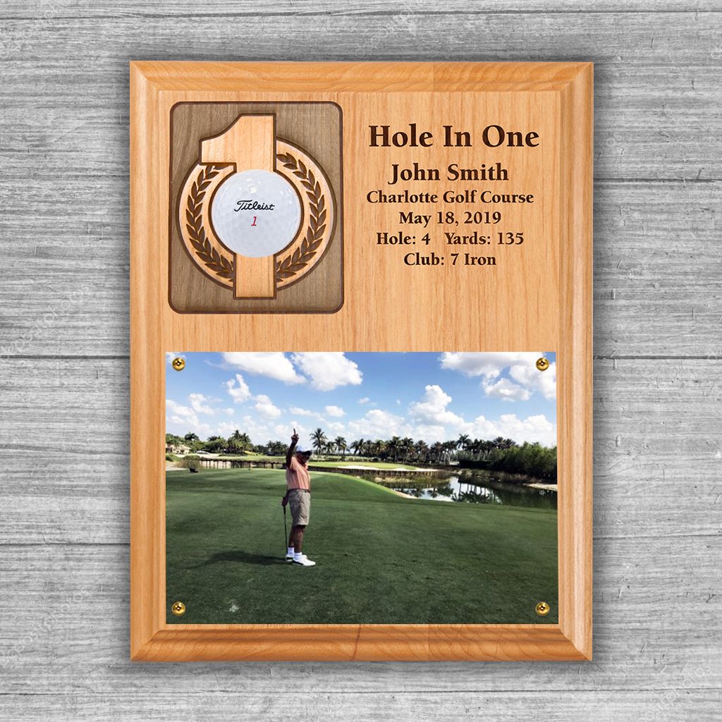 Hole In One Ball and Photo/Scorecard Plaque - Vertical