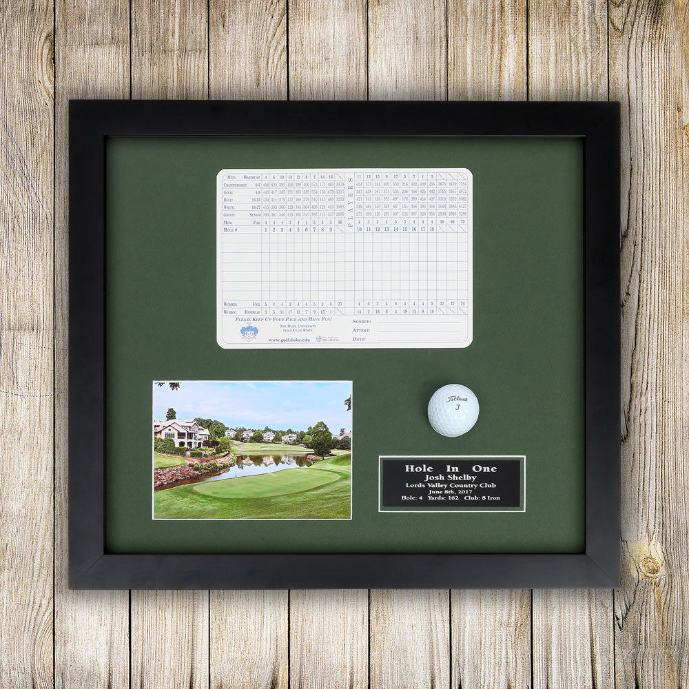 Hole-In-One Ball, Photo, and Scorecard Shadowbox