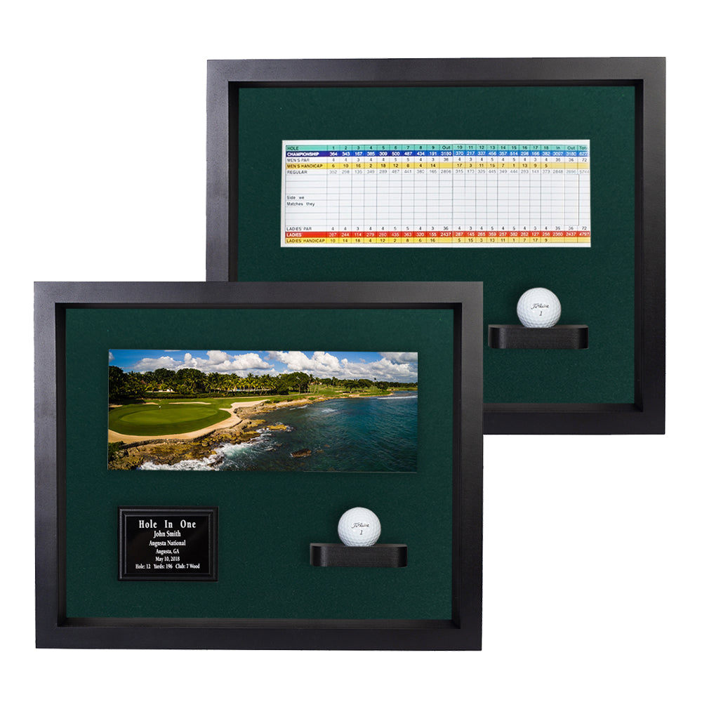 Hole-In-One Ball & Photo/Scorecard Shadowbox -- Black/Green