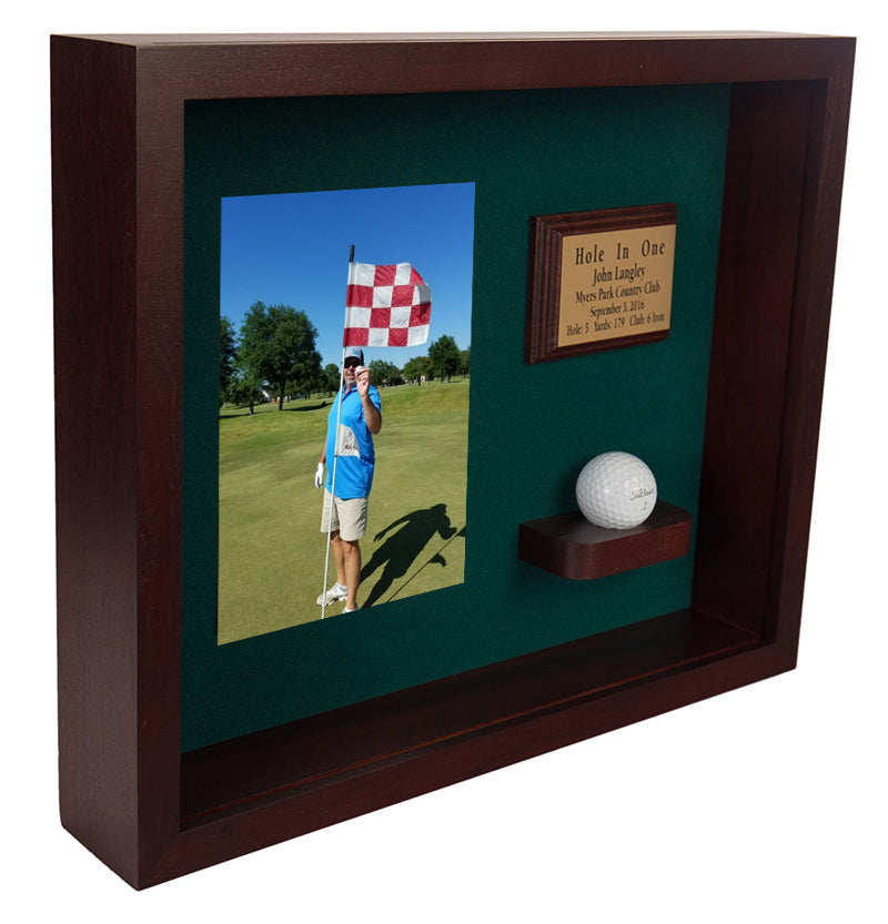 Hole In One Ball & Vertical Photo/Scorecard Shadowbox