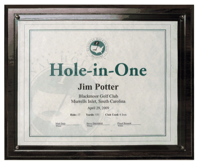 Hole-In-One Certificate Plaque