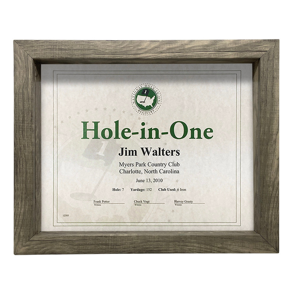 Hole-In-One Gray Shadow Box Certificate Frame