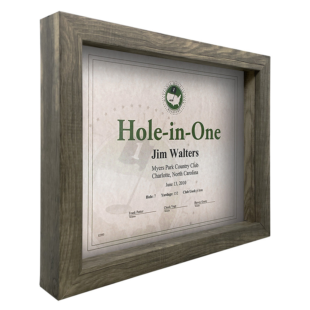 Hole-In-One Gray Shadow Box Certificate Frame