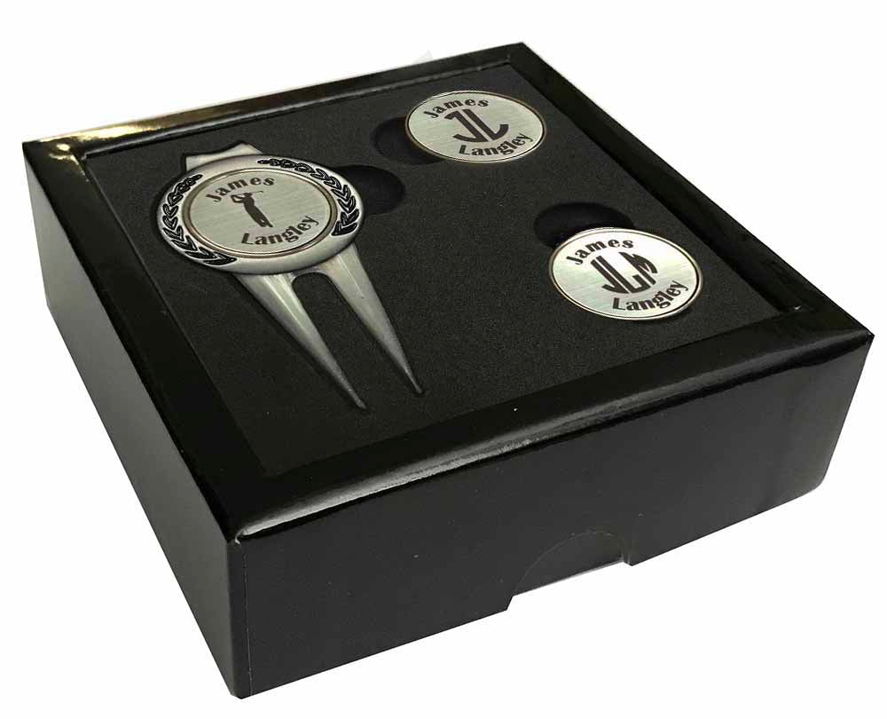 Personalized Divot Tool Golf Ball Marker Set