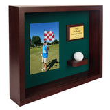 Ball & Vertical Photo/Scorecard Shadowbox Display -- Cherry