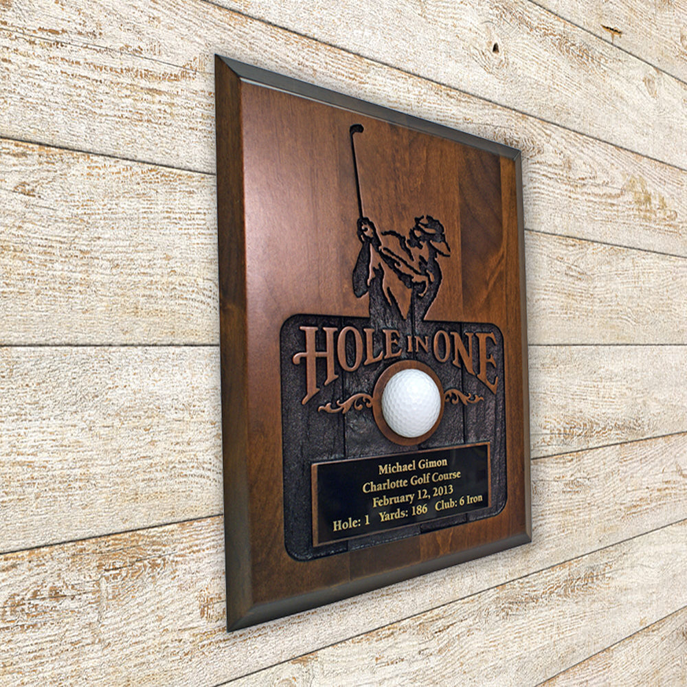 Sandblasted Hole-In-One Plaque -- Walnut
