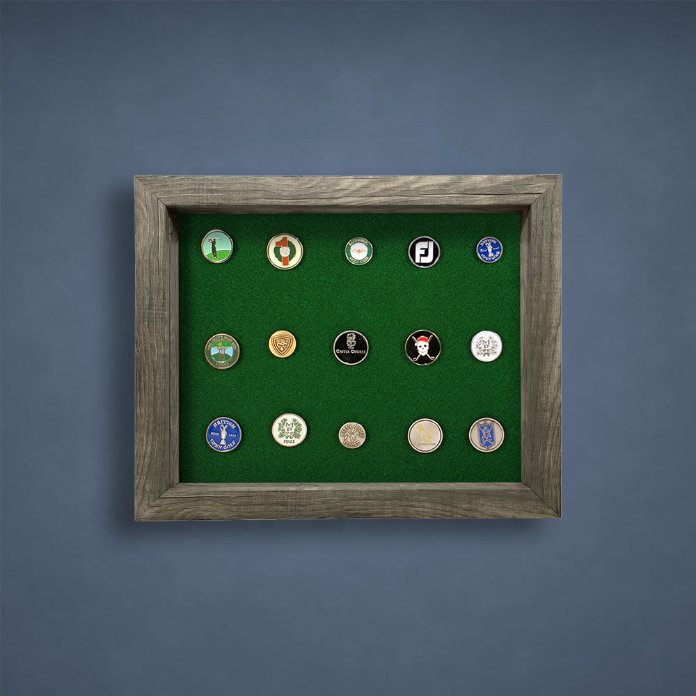 Shadow Box Ball Marker Display -- Gray/Green