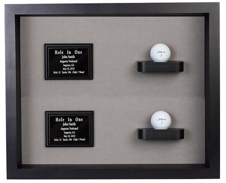 2 Holes in One Shadowbox Display-Cherry -- Black/Gray