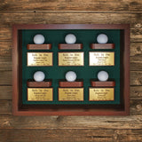 6 Golf Ball Shadow Box Display -- Cherry