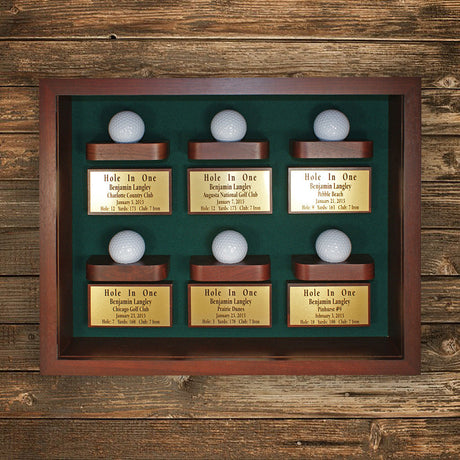 6 Golf Ball Shadow Box Display -- Cherry