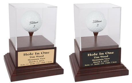 Acrylic Hole In One Display with Cherry Wood Base -- Black