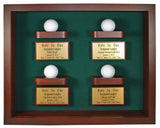4 Golf Ball Shadow Box Display - Black / Green -- Cherry