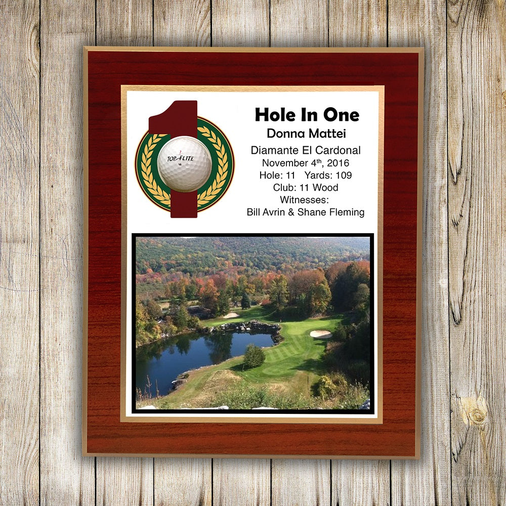 Hole In One Laminated Plaque -- Red Mahogany