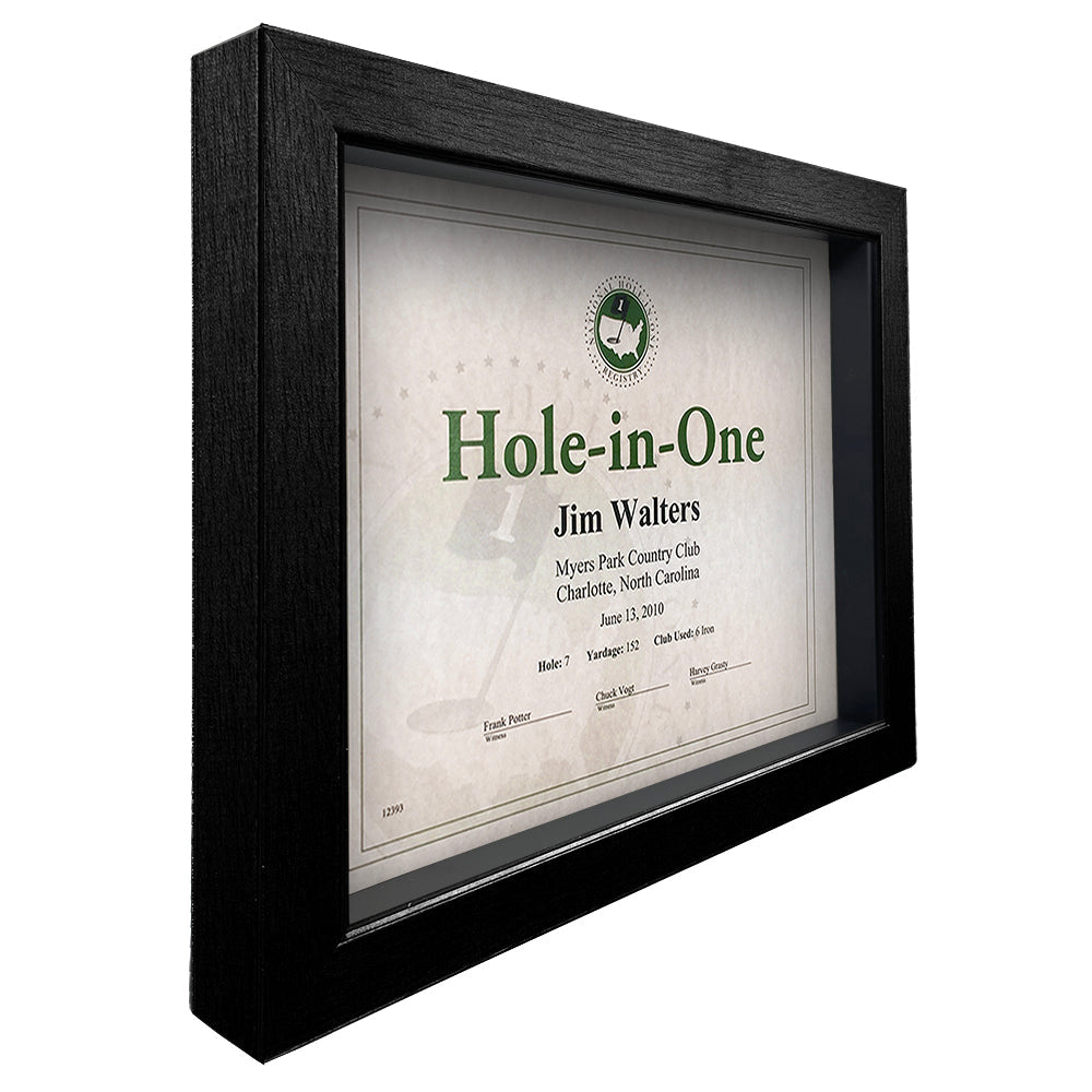 Hole-In-One Gray Shadow Box Certificate Frame -- Black