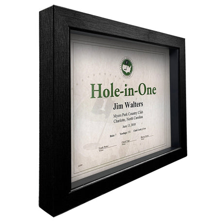 Hole-In-One Gray Shadow Box Certificate Frame -- Black
