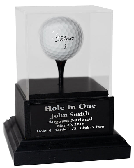 Acrylic Hole In One Display with Cherry Wood Base -- Black