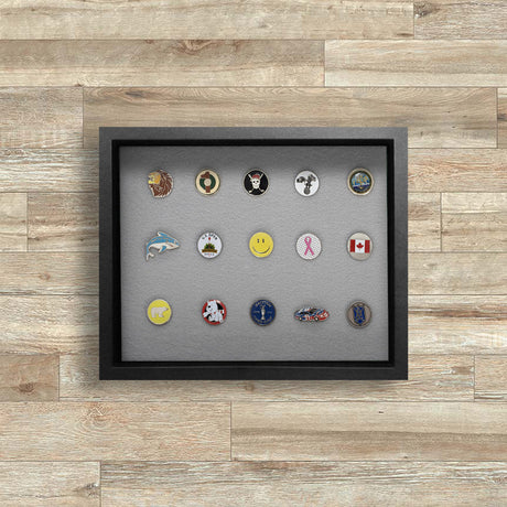 Shadow Box Ball Marker Display -- Black/Gray