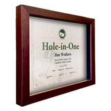 Hole-In-One Gray Shadow Box Certificate Frame -- Cherry