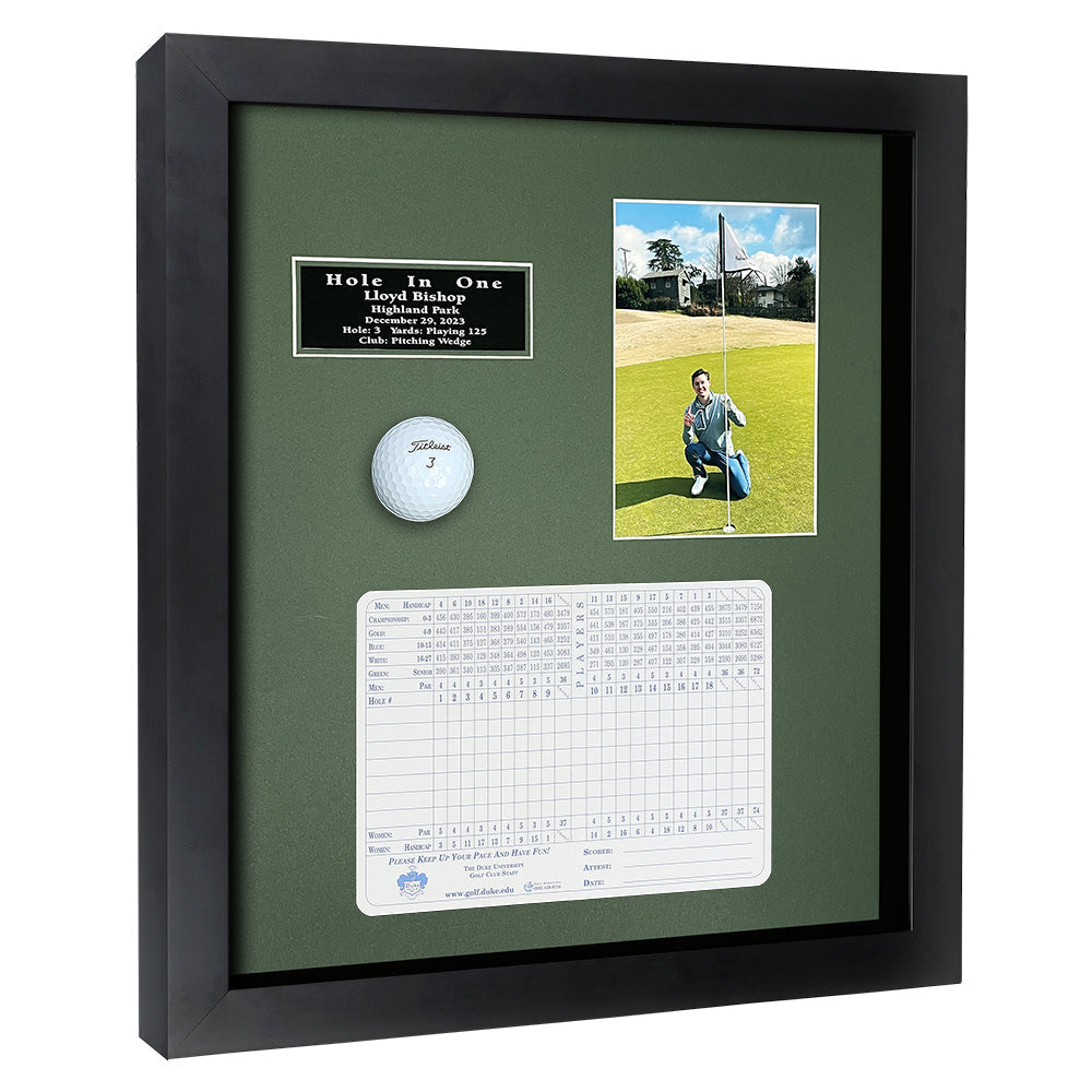 Hole-In-One Ball, Vertical Photo, and Scorecard Shadowbox