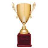 Full Metal Golf Trophy Cup on Piano Finish Base