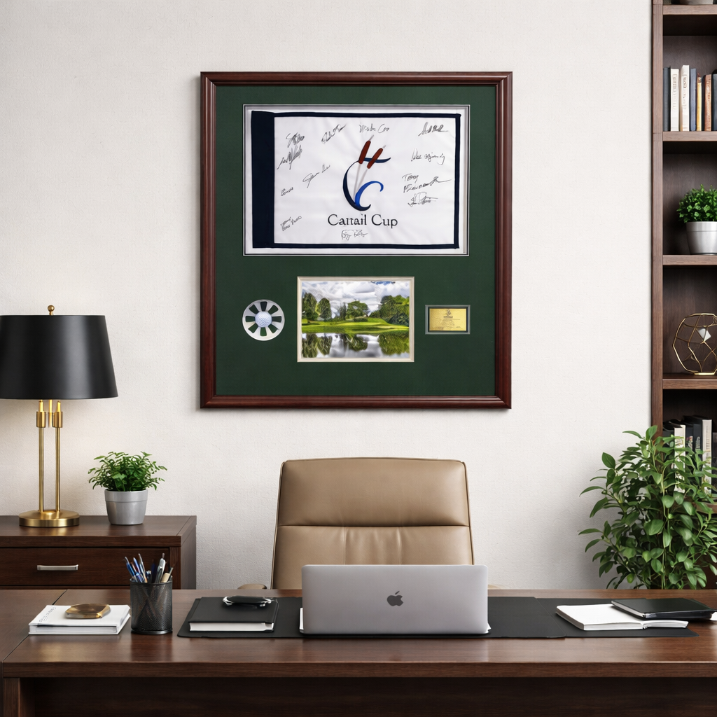Framed Hole In One Pin Flag & Scorecard Shadow Box