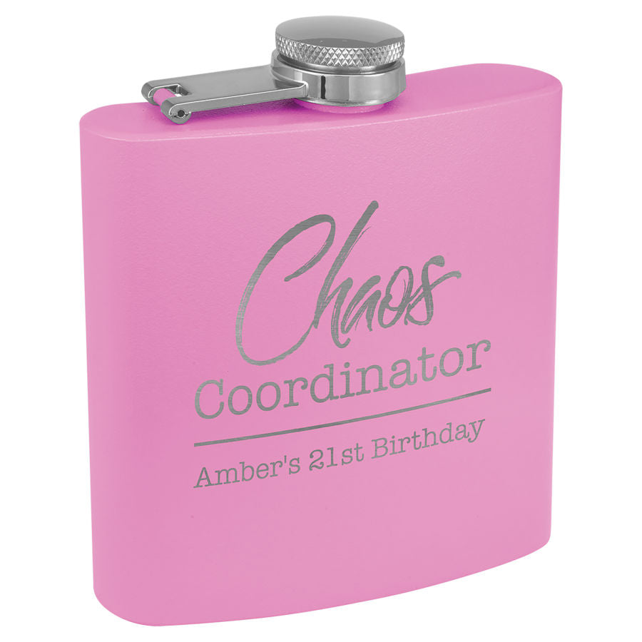 Personalized Stainless Steel 6oz Colored Flask