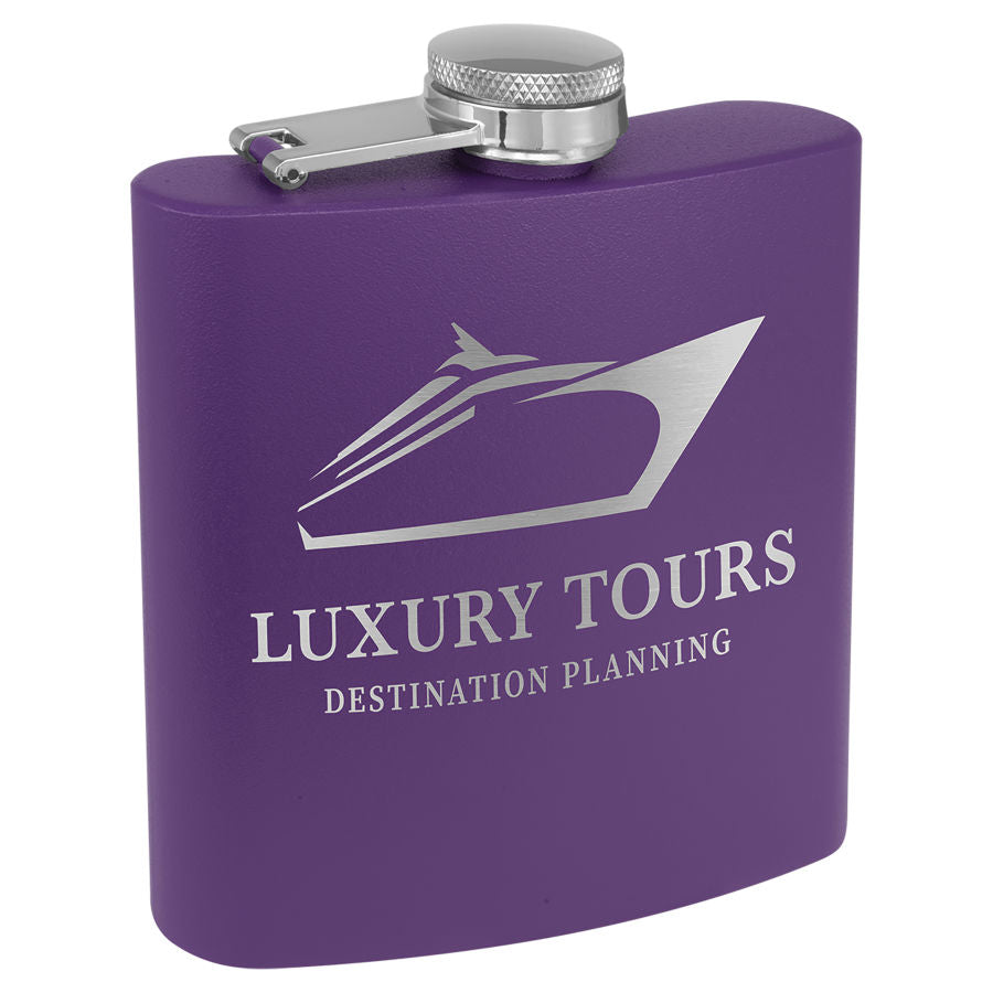 Personalized Stainless Steel 6oz Colored Flask