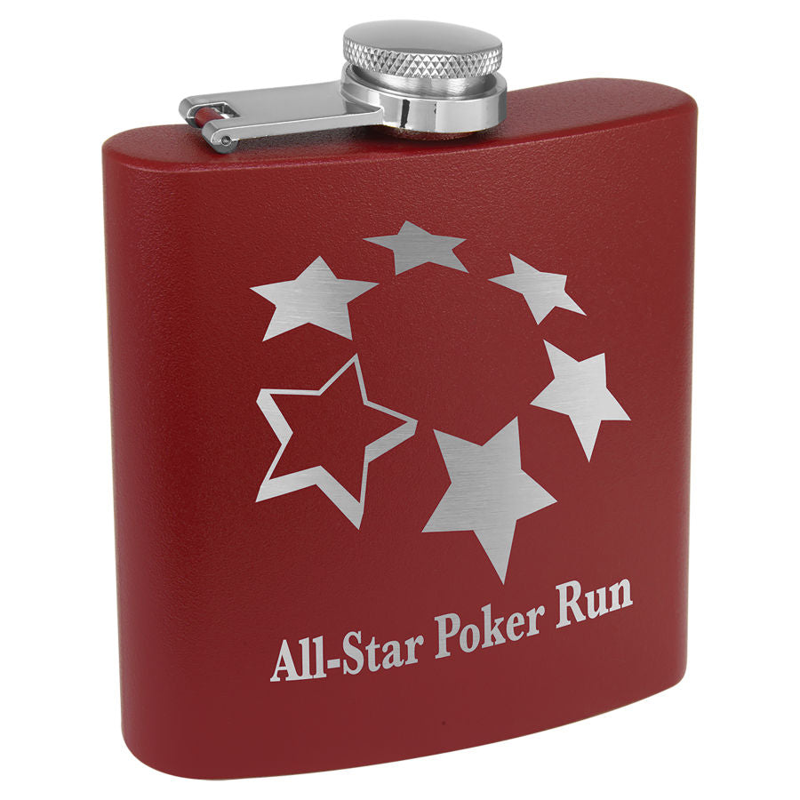 Personalized Stainless Steel 6oz Colored Flask