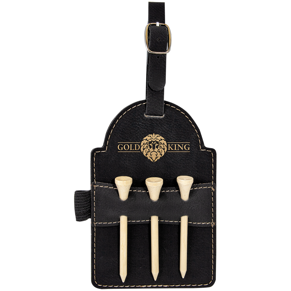 Custom Leatherette Bag Tag w/Wooden Tees